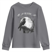 Black Crow F-Caw-F Youth Sweatshirt Funny Raven Moon Gothic Adult Humor - Wonder Print Shop