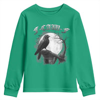 Black Crow F-Caw-F Youth Sweatshirt Funny Raven Moon Gothic Adult Humor - Wonder Print Shop
