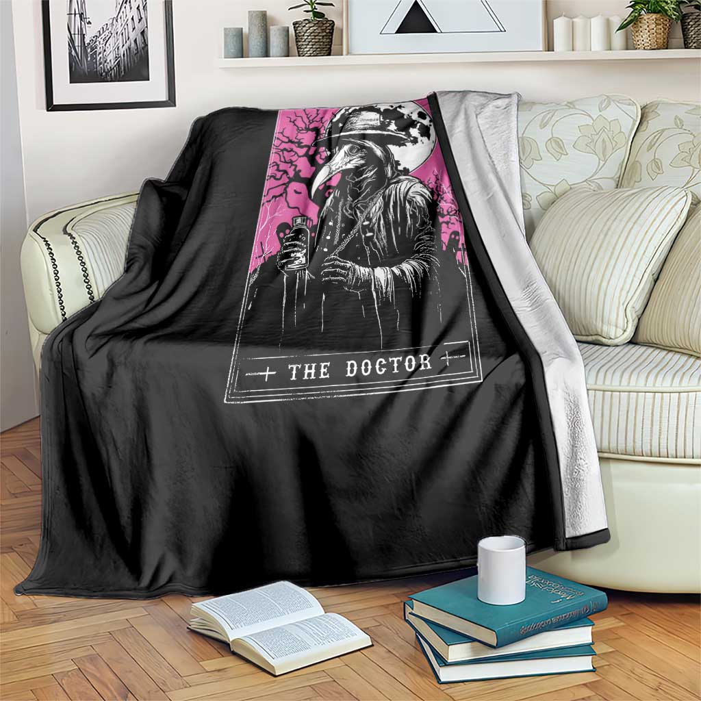 Plague Doctor Tarot Card Throw Blanket Mysterious Horror Death Occult Satanic - Wonder Print Shop