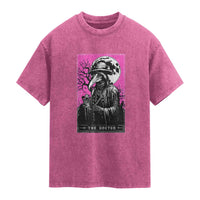 Plague Doctor Tarot Card Washed Cotton T-Shirt Mysterious Horror Death Occult Satanic