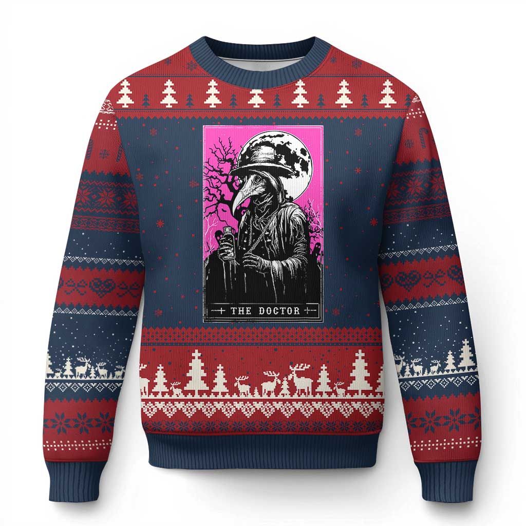 Plague Doctor Tarot Card Ugly Christmas Sweater Mysterious Horror Death Occult Satanic - Wonder Print Shop