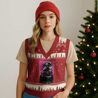 Plague Doctor Tarot Card V-Neck Knit Sweater Vest Mysterious Horror Death Occult Satanic - Wonder Print Shop