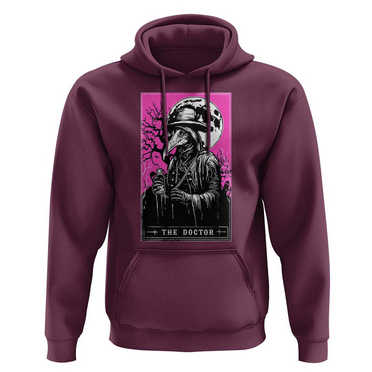Plague Doctor Tarot Card Hoodie Mysterious Horror Death Occult Satanic - Wonder Print Shop