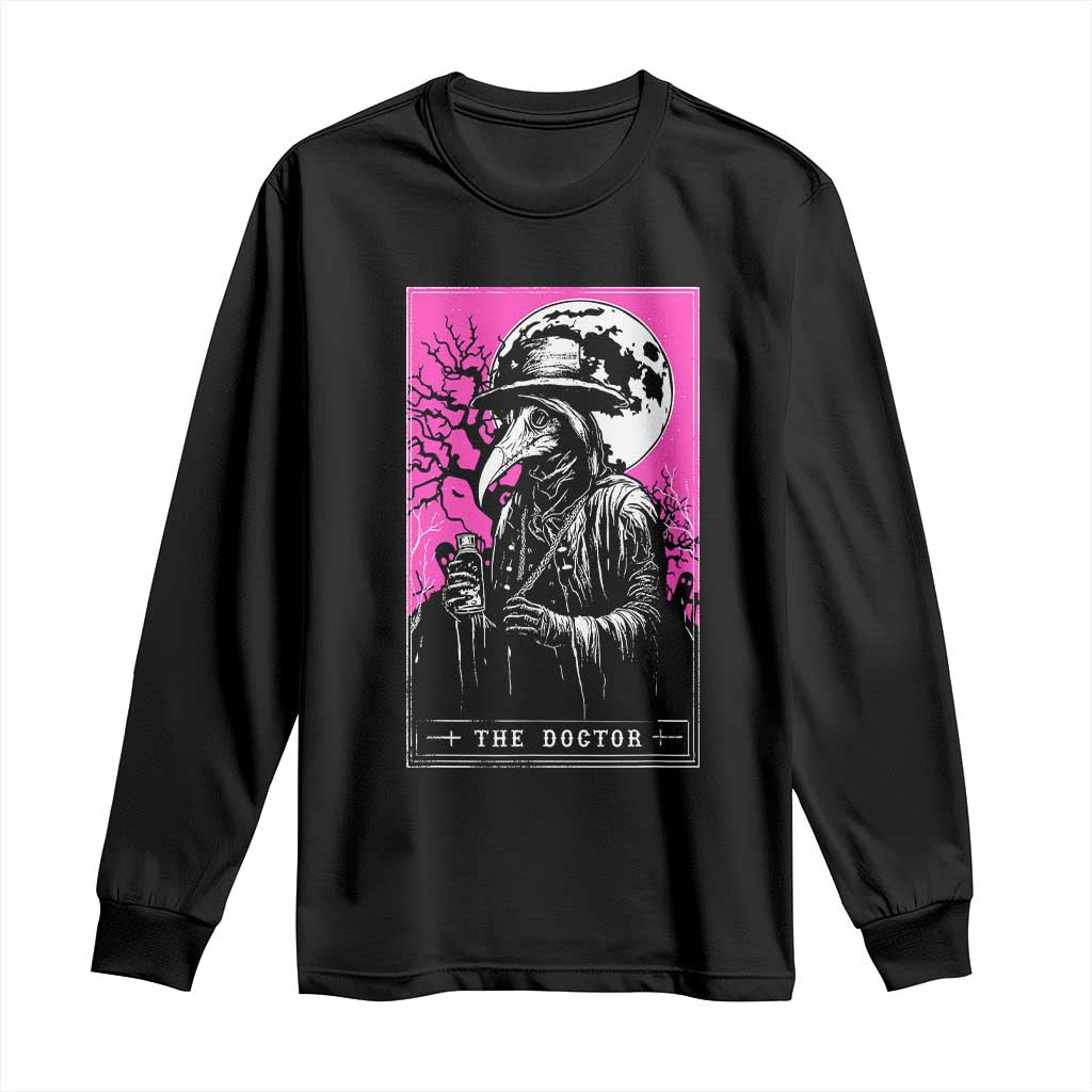 Plague Doctor Tarot Card Long Sleeve Shirt Mysterious Horror Death Occult Satanic - Wonder Print Shop