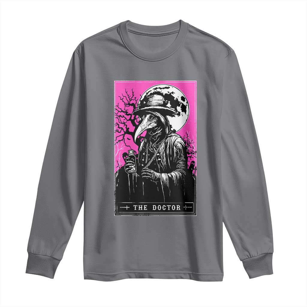 Plague Doctor Tarot Card Long Sleeve Shirt Mysterious Horror Death Occult Satanic - Wonder Print Shop