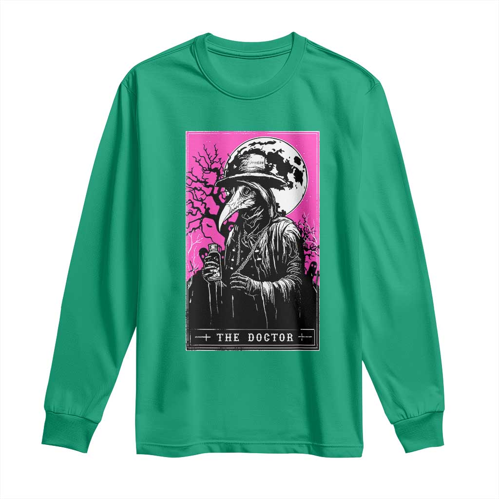 Plague Doctor Tarot Card Long Sleeve Shirt Mysterious Horror Death Occult Satanic - Wonder Print Shop