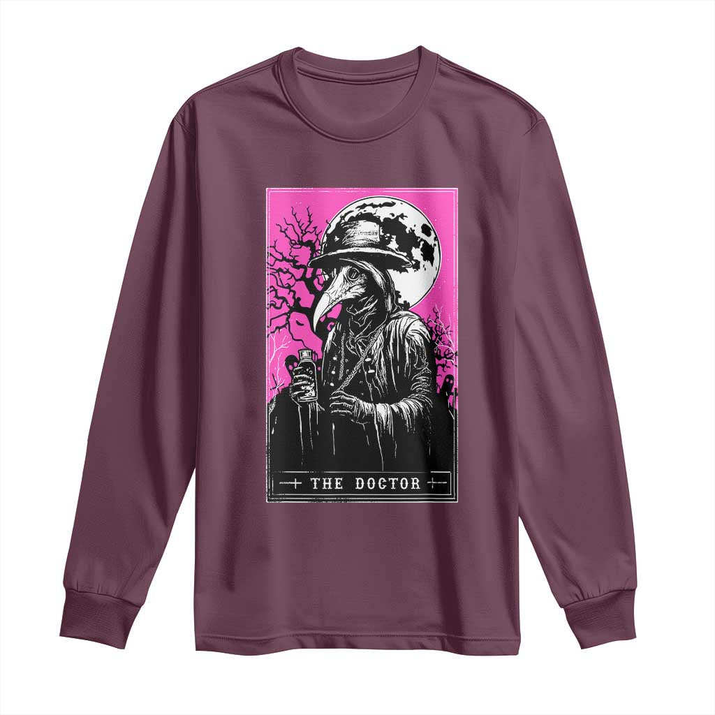 Plague Doctor Tarot Card Long Sleeve Shirt Mysterious Horror Death Occult Satanic - Wonder Print Shop
