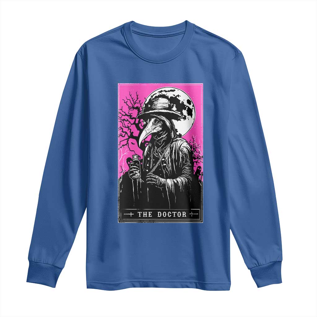 Plague Doctor Tarot Card Long Sleeve Shirt Mysterious Horror Death Occult Satanic - Wonder Print Shop