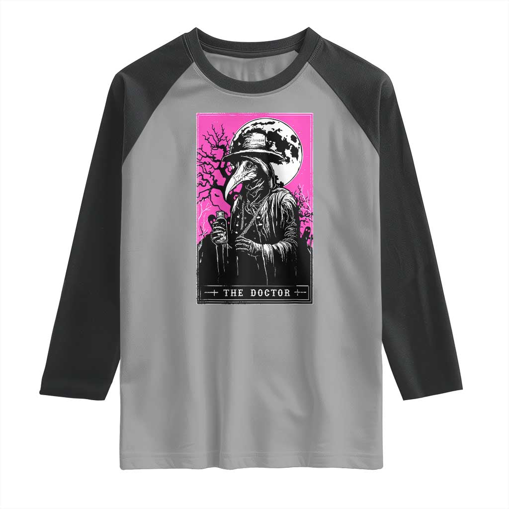 Plague Doctor Tarot Card Raglan Shirt Mysterious Horror Death Occult Satanic - Wonder Print Shop