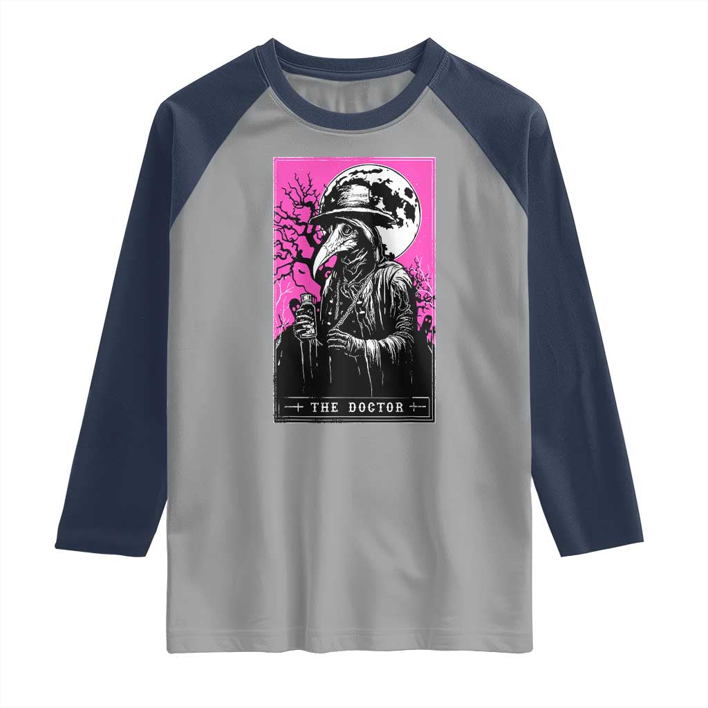 Plague Doctor Tarot Card Raglan Shirt Mysterious Horror Death Occult Satanic - Wonder Print Shop
