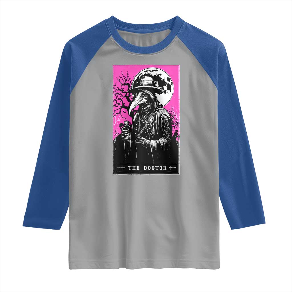 Plague Doctor Tarot Card Raglan Shirt Mysterious Horror Death Occult Satanic - Wonder Print Shop