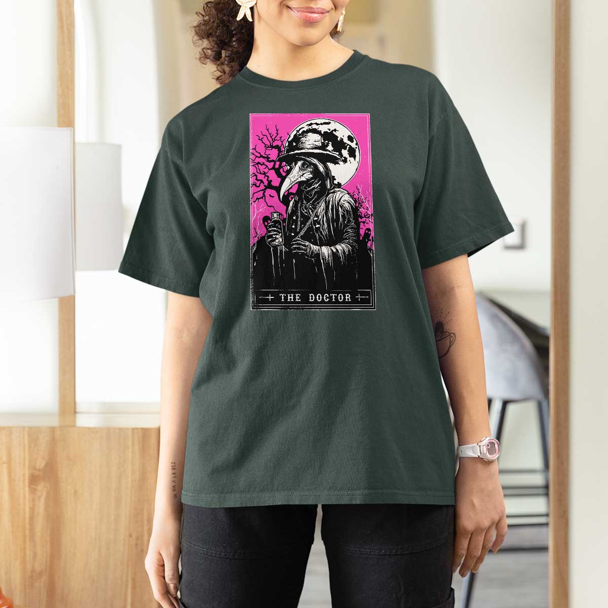 Plague Doctor Tarot Card T Shirt For Women Mysterious Horror Death Occult Satanic - Wonder Print Shop
