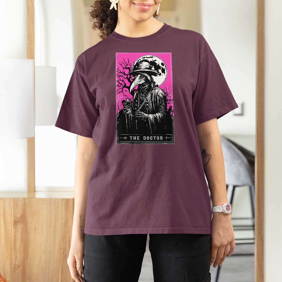 Plague Doctor Tarot Card T Shirt For Women Mysterious Horror Death Occult Satanic - Wonder Print Shop
