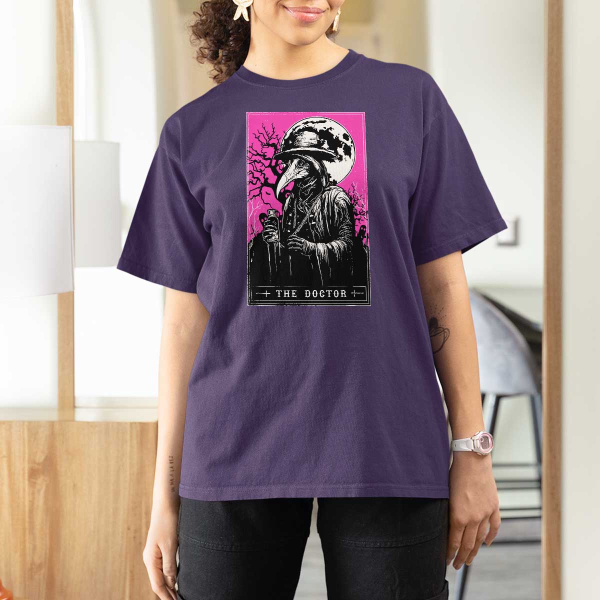 Plague Doctor Tarot Card T Shirt For Women Mysterious Horror Death Occult Satanic - Wonder Print Shop
