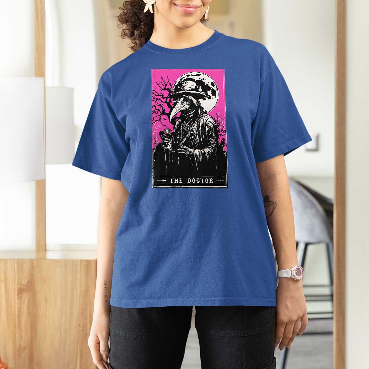 Plague Doctor Tarot Card T Shirt For Women Mysterious Horror Death Occult Satanic - Wonder Print Shop