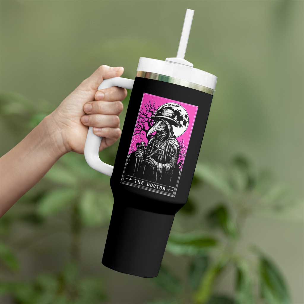 Plague Doctor Tarot Card Tumbler With Handle Mysterious Horror Death Occult Satanic - Wonder Print Shop