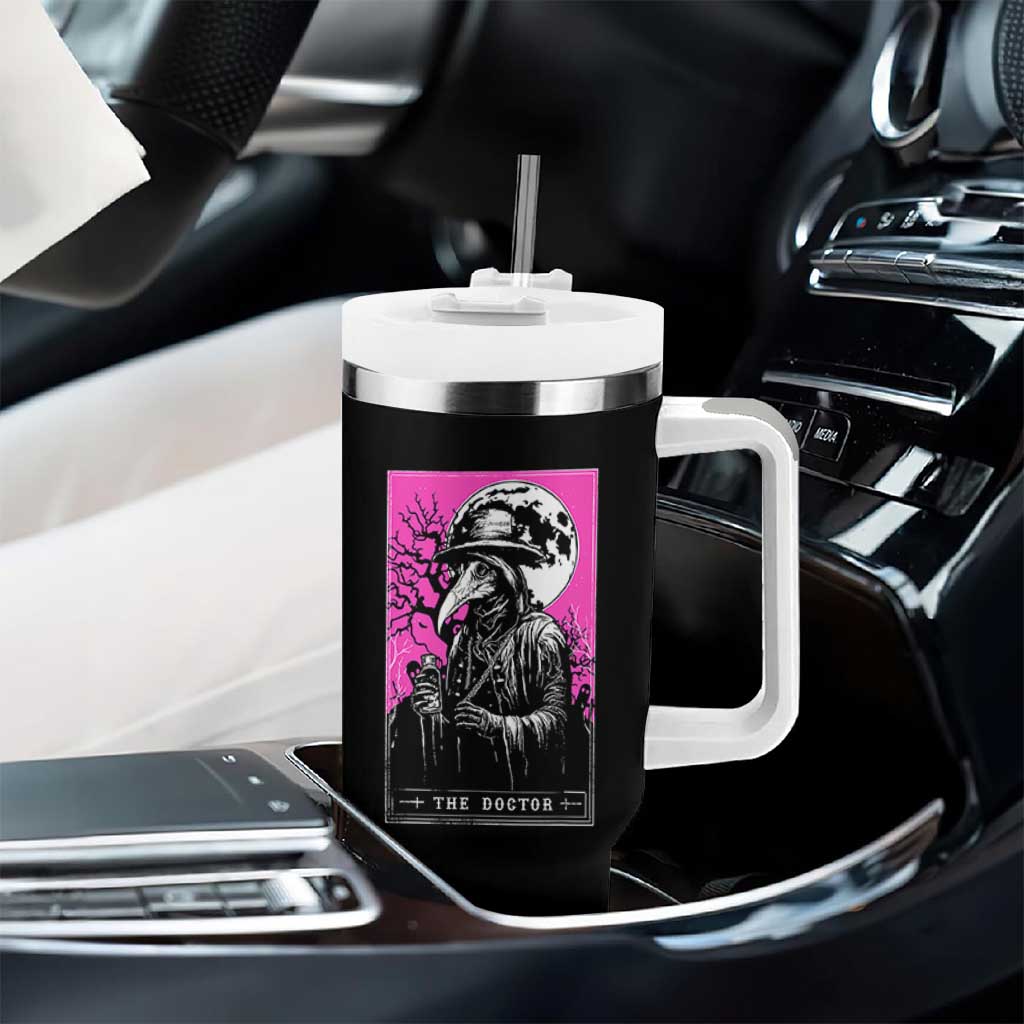 Plague Doctor Tarot Card Tumbler With Handle Mysterious Horror Death Occult Satanic - Wonder Print Shop