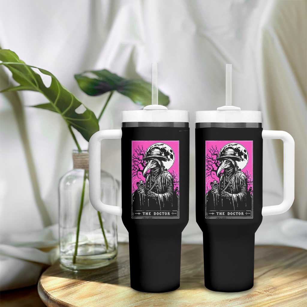 Plague Doctor Tarot Card Tumbler With Handle Mysterious Horror Death Occult Satanic - Wonder Print Shop