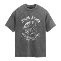 Plague Rat Washed Cotton T-Shirt Black Death European Tour Medieval History Goth