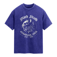 Plague Rat Washed Cotton T-Shirt Black Death European Tour Medieval History Goth