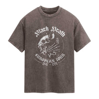 Plague Rat Washed Cotton T-Shirt Black Death European Tour Medieval History Goth