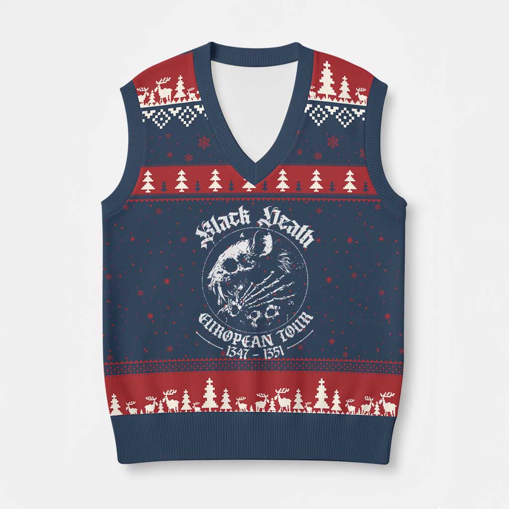Plague Rat V-Neck Knit Sweater Vest Black Death European Tour Medieval History Goth - Wonder Print Shop