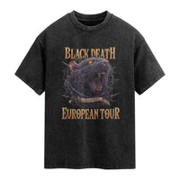 Black Death European Tour Washed Cotton T-Shirt Plague Rat Medieval History Alternative Art