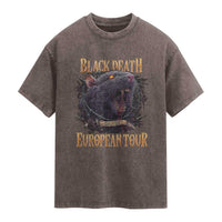 Black Death European Tour Washed Cotton T-Shirt Plague Rat Medieval History Alternative Art