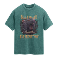 Black Death European Tour Washed Cotton T-Shirt Plague Rat Medieval History Alternative Art