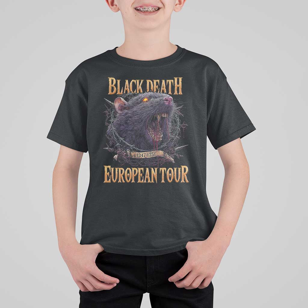 Black Death European Tour T Shirt For Kid Plague Rat Medieval History Alternative Art - Wonder Print Shop