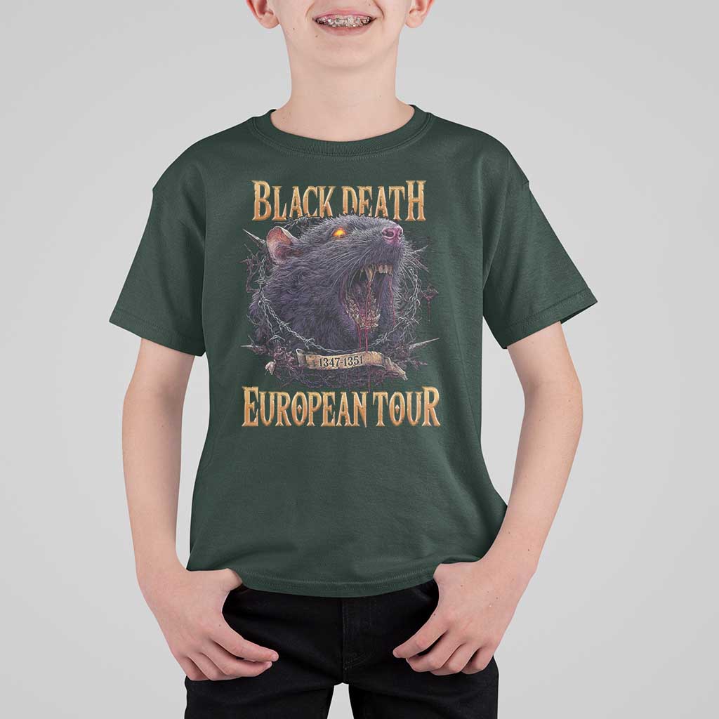 Black Death European Tour T Shirt For Kid Plague Rat Medieval History Alternative Art - Wonder Print Shop