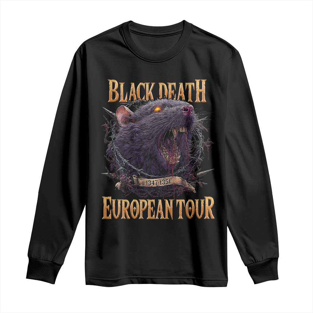 Black Death European Tour Long Sleeve Shirt Plague Rat Medieval History Alternative Art - Wonder Print Shop