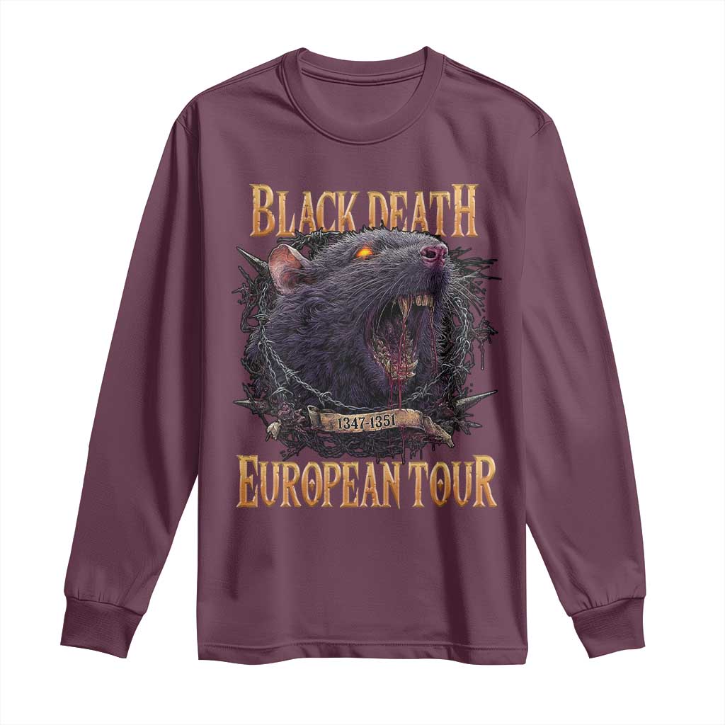 Black Death European Tour Long Sleeve Shirt Plague Rat Medieval History Alternative Art - Wonder Print Shop