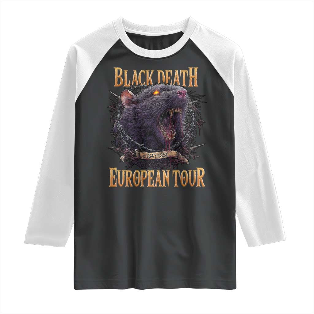 Black Death European Tour Raglan Shirt Plague Rat Medieval History Alternative Art - Wonder Print Shop