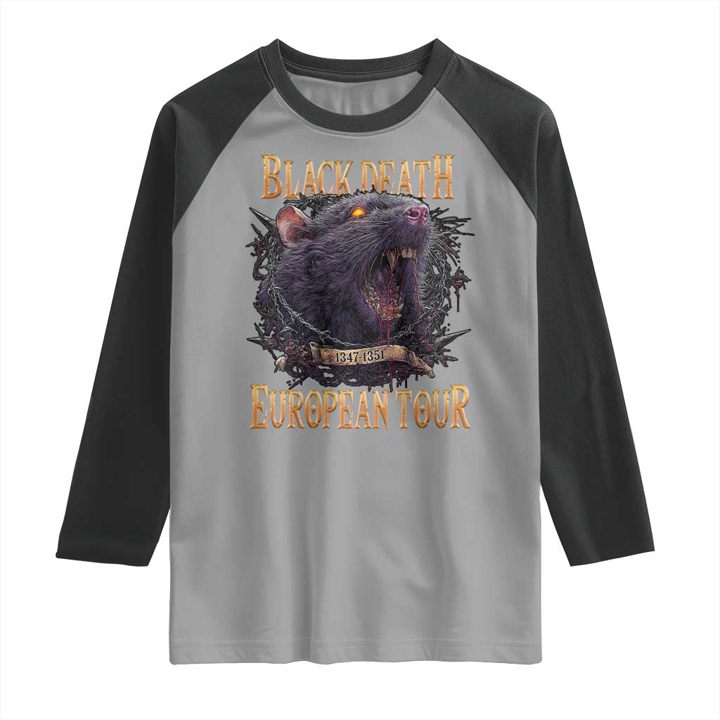 Black Death European Tour Raglan Shirt Plague Rat Medieval History Alternative Art - Wonder Print Shop