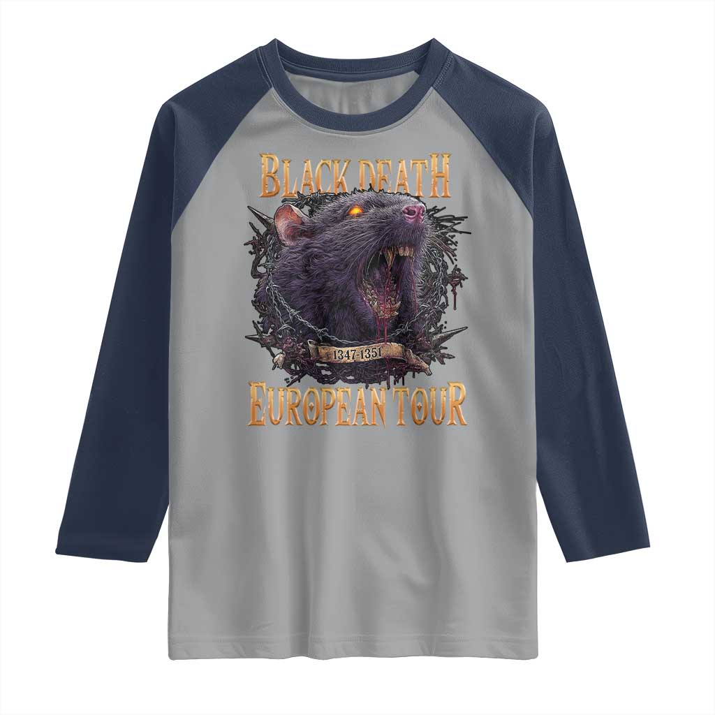 Black Death European Tour Raglan Shirt Plague Rat Medieval History Alternative Art - Wonder Print Shop