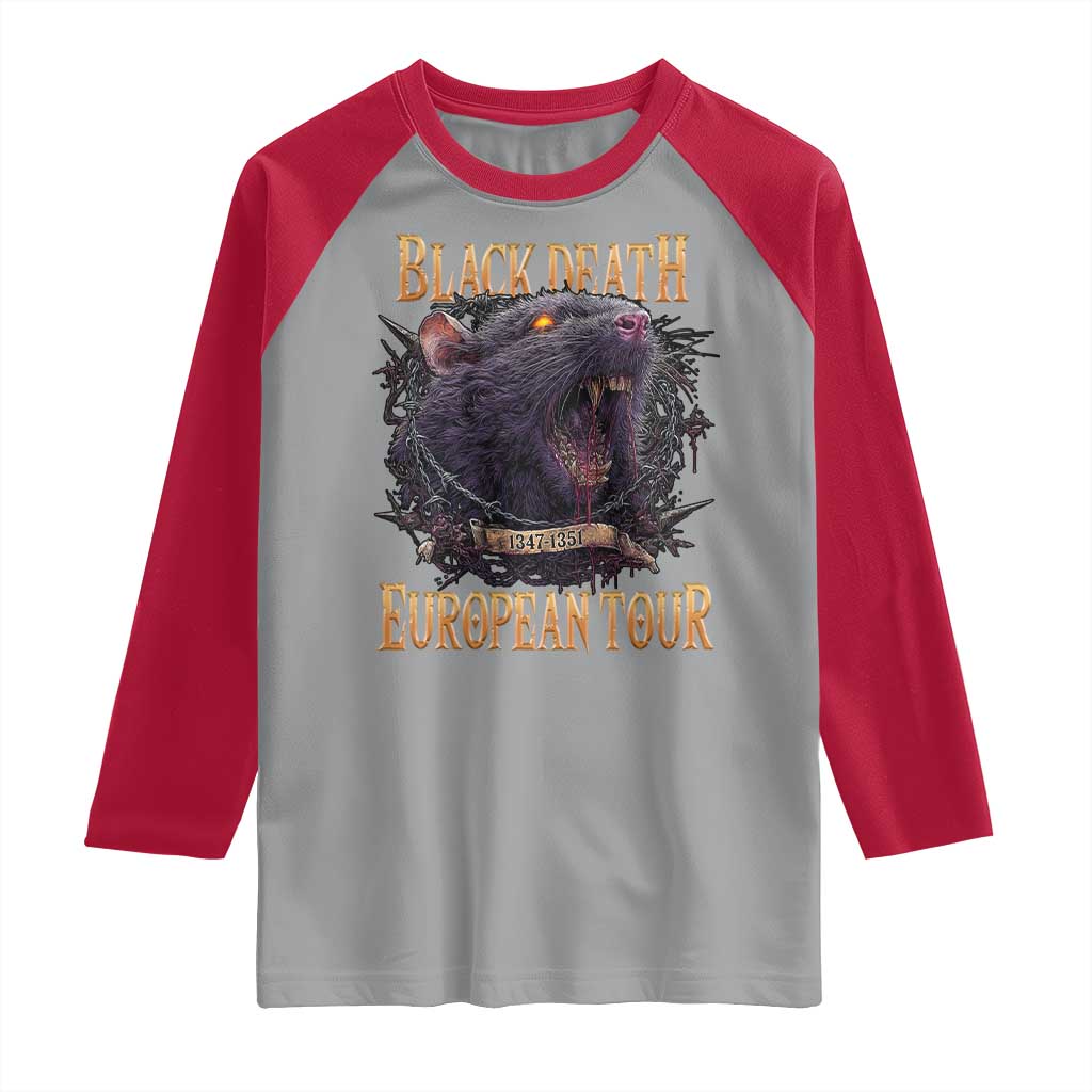 Black Death European Tour Raglan Shirt Plague Rat Medieval History Alternative Art - Wonder Print Shop