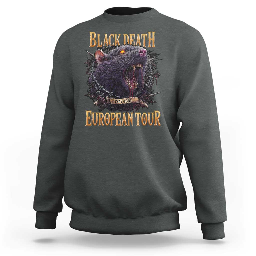 Black Death European Tour Sweatshirt Plague Rat Medieval History Alternative Art - Wonder Print Shop