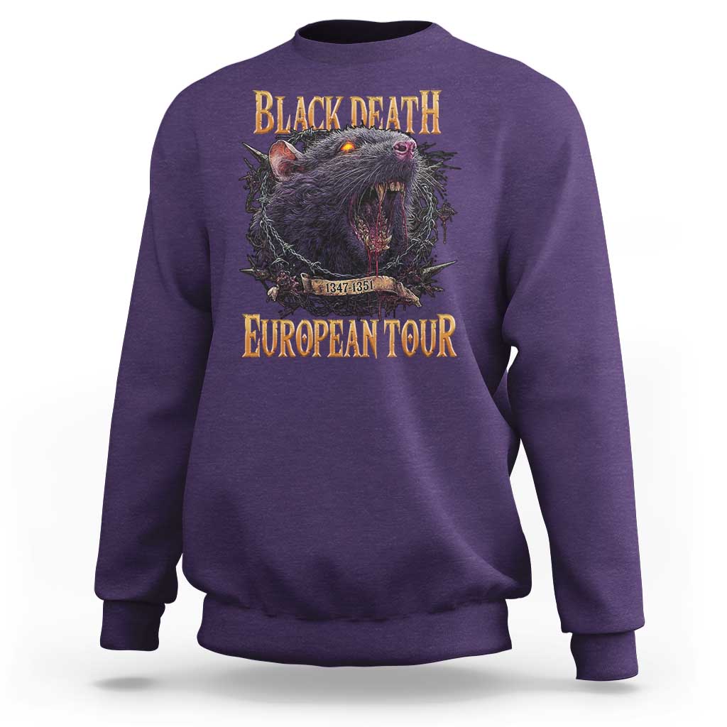 Black Death European Tour Sweatshirt Plague Rat Medieval History Alternative Art - Wonder Print Shop