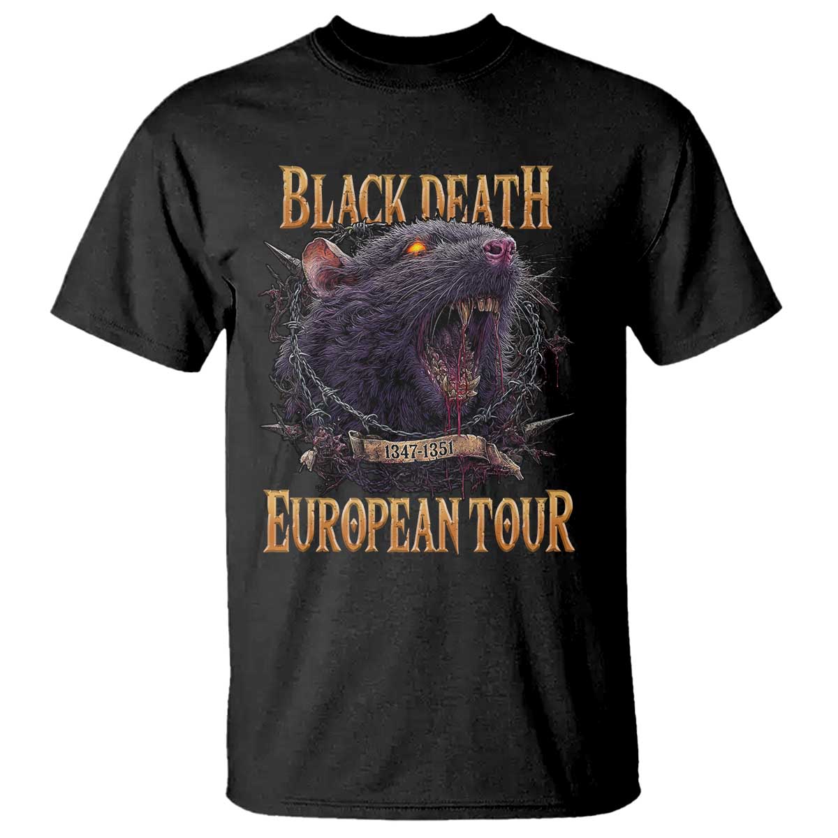 Black Death European Tour T Shirt Plague Rat Medieval History Alternative Art - Wonder Print Shop