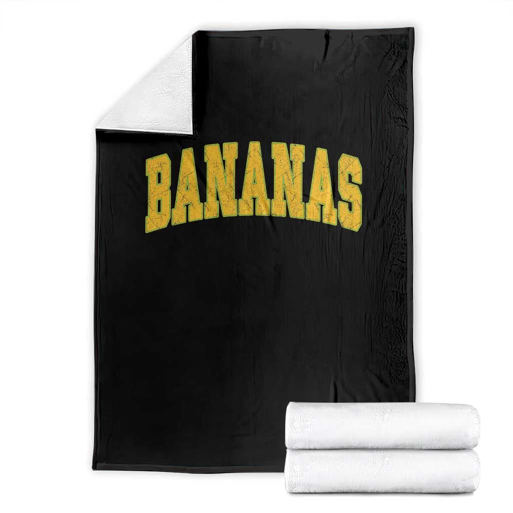 Funny Retro Bananas Throw Blanket Vintage Banana Gifts Yellow Varsity - Wonder Print Shop