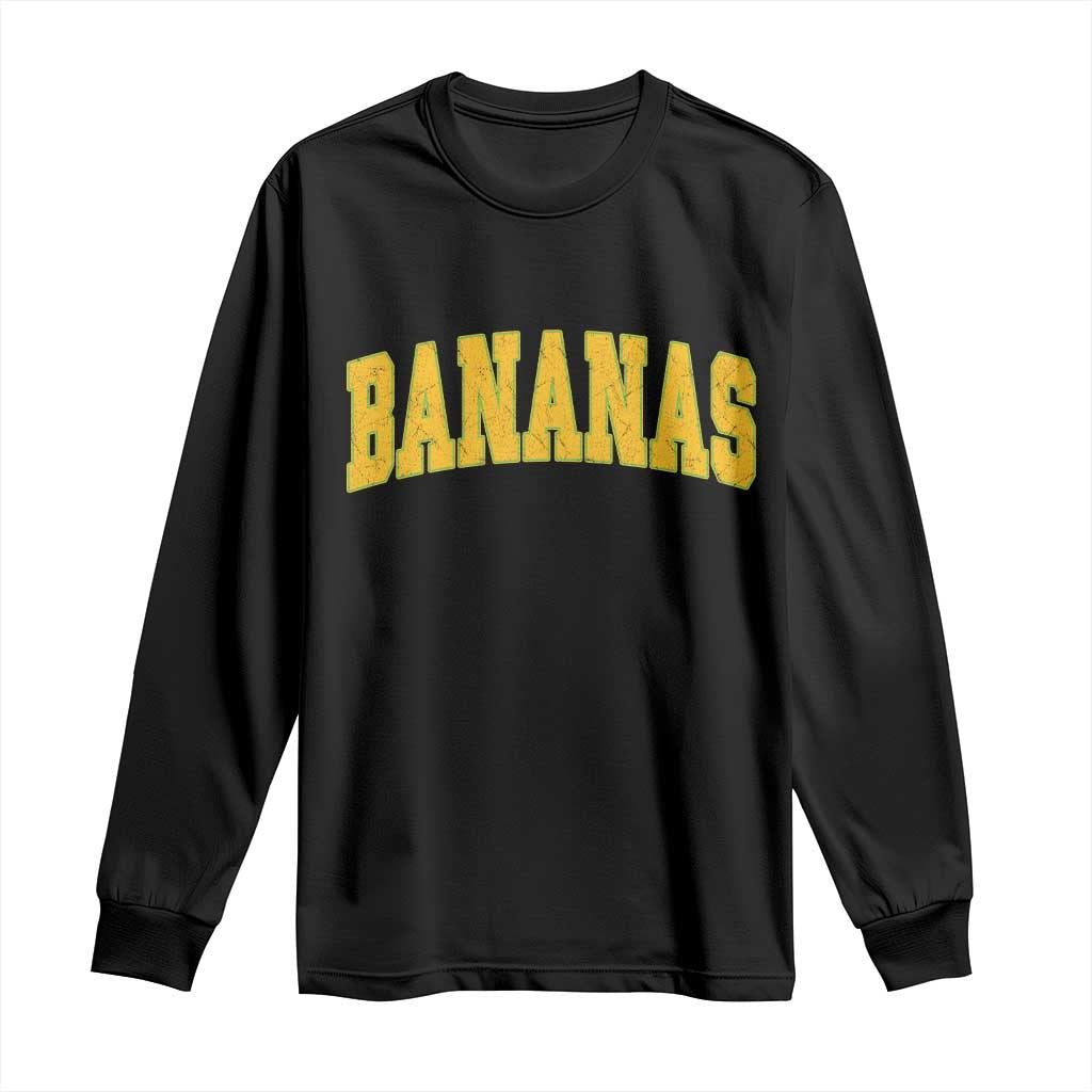Funny Retro Bananas Long Sleeve Shirt Vintage Banana Gifts Yellow Varsity - Wonder Print Shop