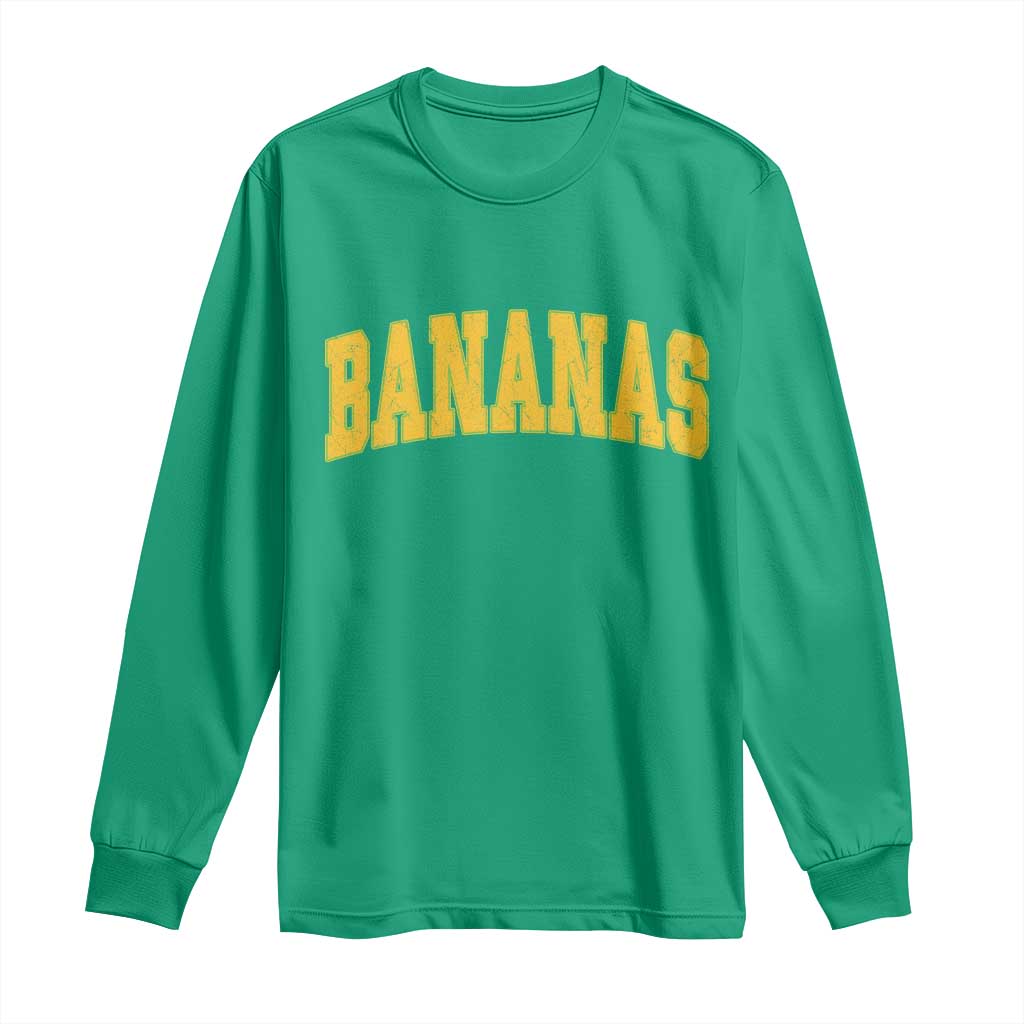 Funny Retro Bananas Long Sleeve Shirt Vintage Banana Gifts Yellow Varsity - Wonder Print Shop