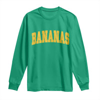 Funny Retro Bananas Long Sleeve Shirt Vintage Banana Gifts Yellow Varsity - Wonder Print Shop