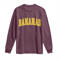 Funny Retro Bananas Long Sleeve Shirt Vintage Banana Gifts Yellow Varsity - Wonder Print Shop