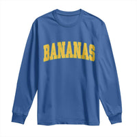 Funny Retro Bananas Long Sleeve Shirt Vintage Banana Gifts Yellow Varsity - Wonder Print Shop