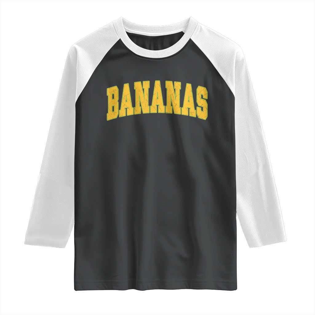 Funny Retro Bananas Raglan Shirt Vintage Banana Gifts Yellow Varsity - Wonder Print Shop