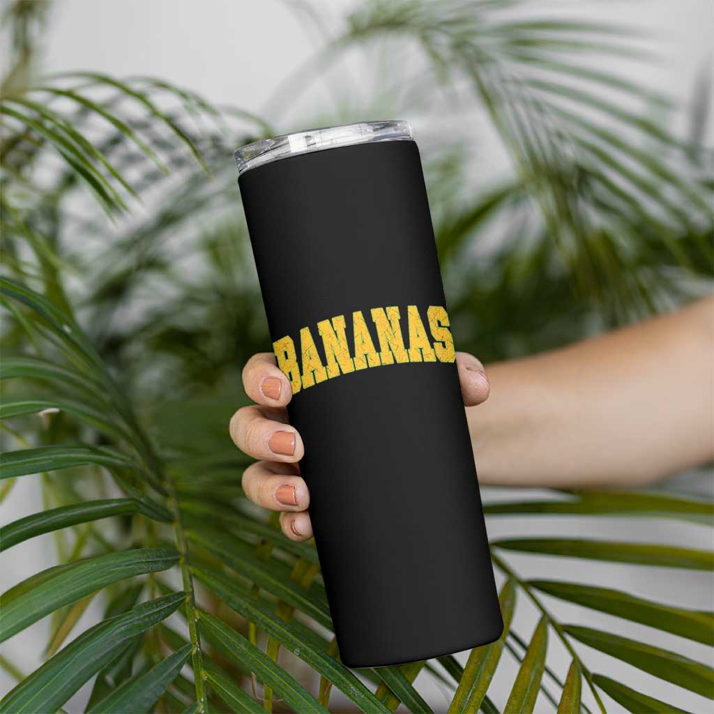 Funny Retro Bananas Skinny Tumbler Vintage Banana Gifts Yellow Varsity - Wonder Print Shop
