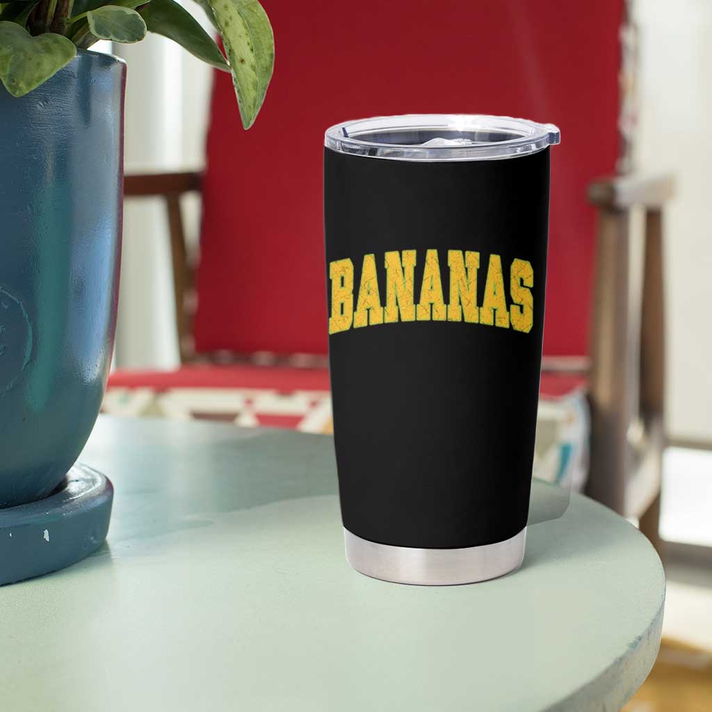 Funny Retro Bananas Tumbler Cup Vintage Banana Gifts Yellow Varsity - Wonder Print Shop
