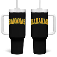 Funny Retro Bananas Tumbler With Handle Vintage Banana Gifts Yellow Varsity - Wonder Print Shop